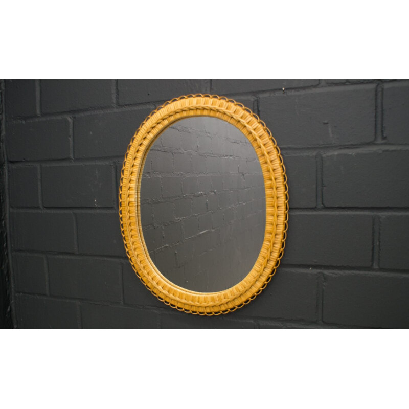 Vintage Wicker Wall Mirror, 1960s