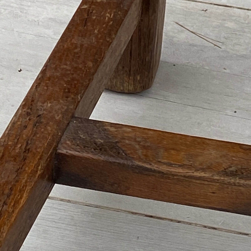 Set of 6 vintage straw and solid wood chairs, 1950