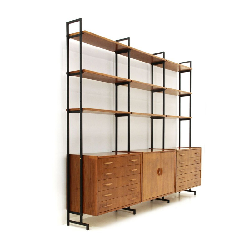 Vintage Bookcase with 2 drawers and shelves, 1960s