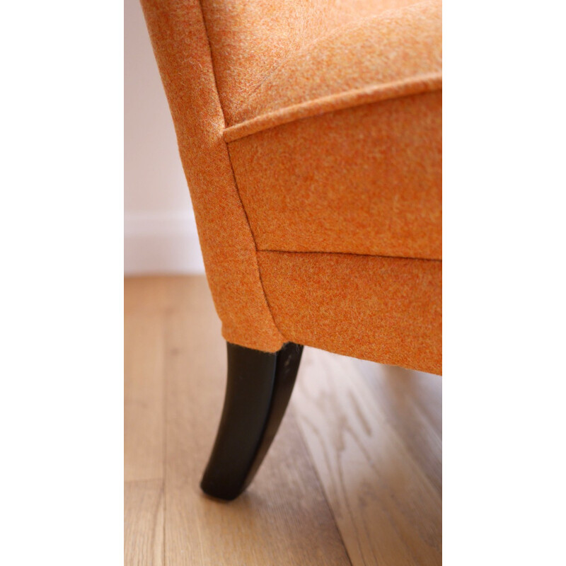 "Encore" chair in orange wool, Howard KEITH - 1950s