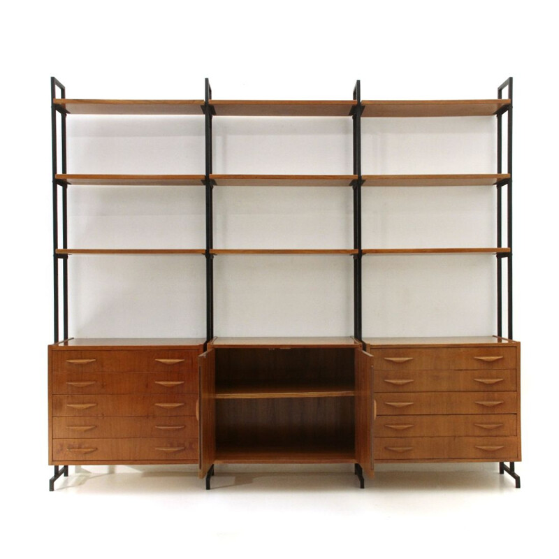 Vintage Bookcase with 2 drawers and shelves, 1960s