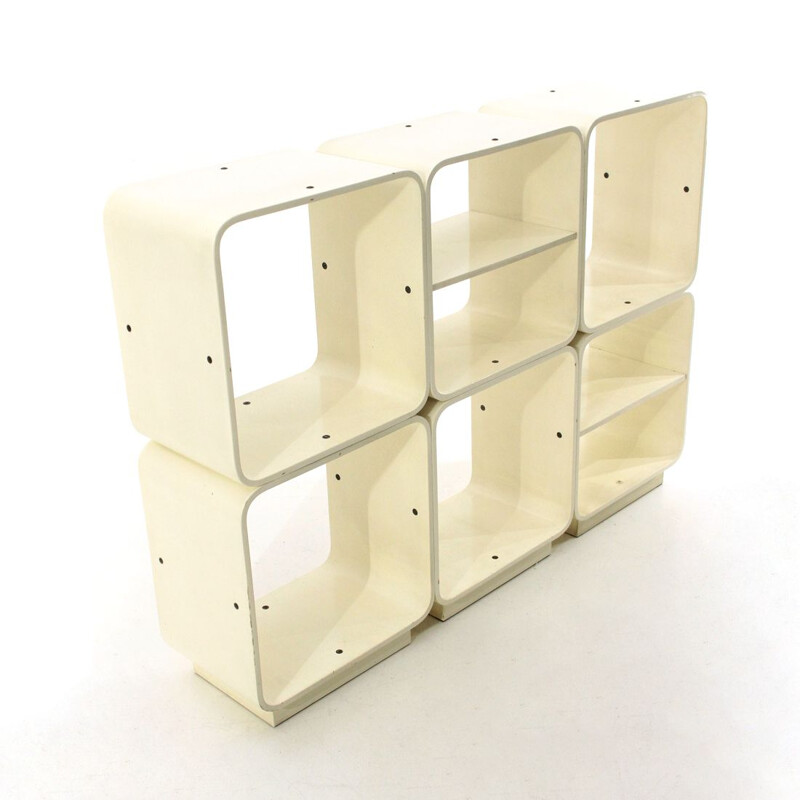 Vintage Fiarm white lacquered modular bookcase, 1960s