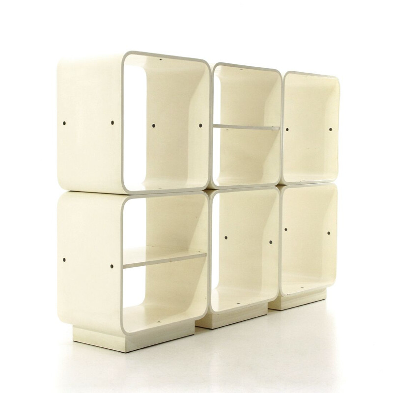 Vintage Fiarm white lacquered modular bookcase, 1960s