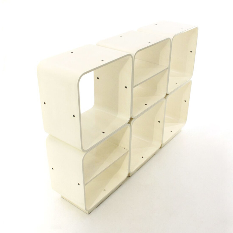 Vintage Fiarm white lacquered modular bookcase, 1960s