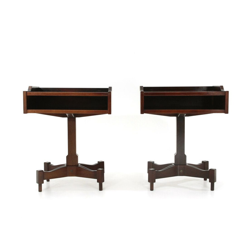 Pair of vintage wooden nightstands by Claudio Salocchi for Sormani, 1960s