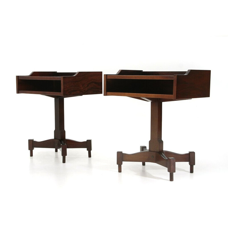 Pair of vintage wooden nightstands by Claudio Salocchi for Sormani, 1960s