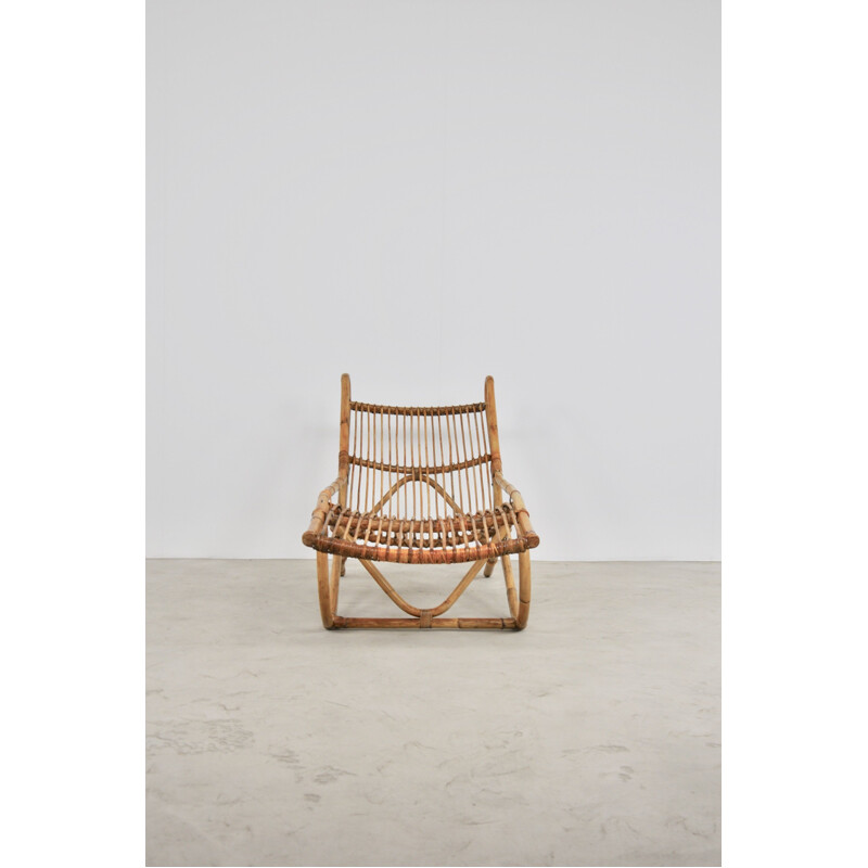 Vintage Rattan Deckchair 1970s