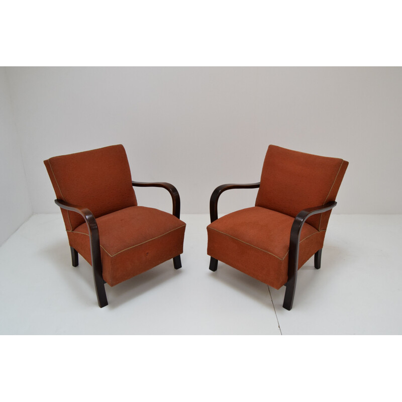 Pair vintage Art deco Armchairs by Halabala,Czechoslovakia 1930s