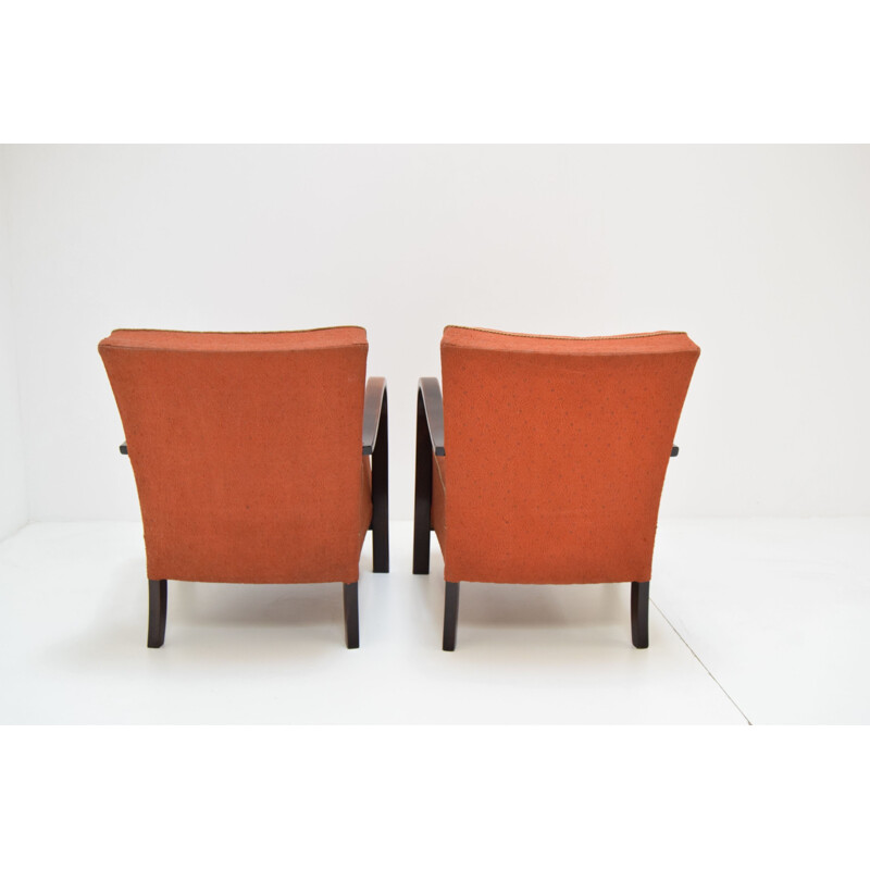 Pair vintage Art deco Armchairs by Halabala,Czechoslovakia 1930s