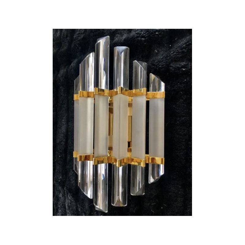 Vintage wall light with gold and frost glass finish Venini 1980