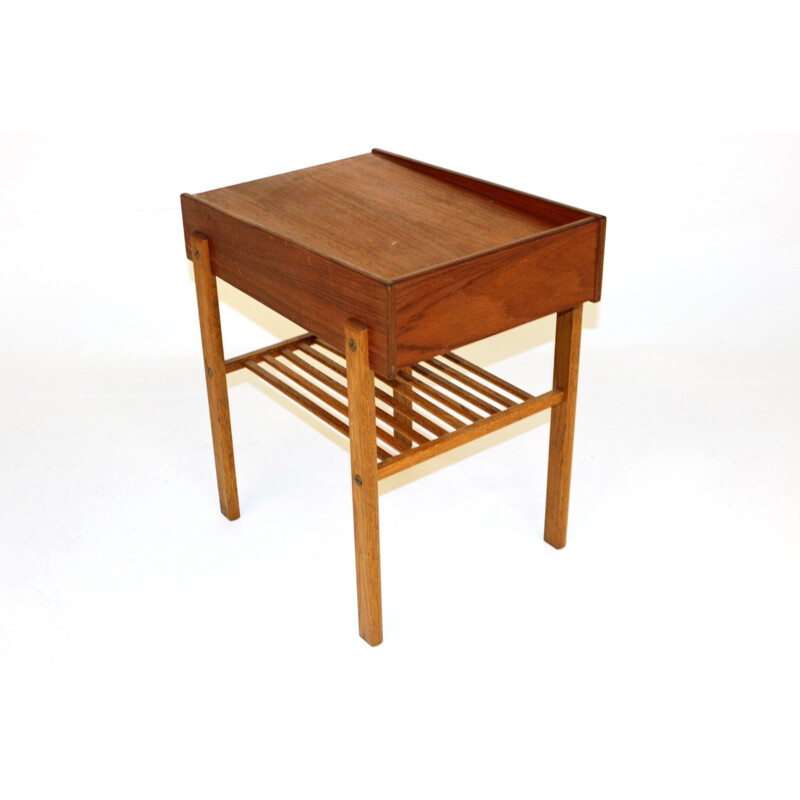 Vintage teak and oak bedside table, Sweden 1960