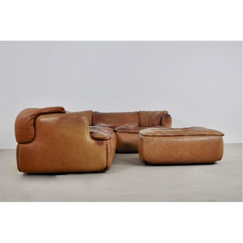 Vintage Sofa & Ottoman by Alberto Rosselli for Saporiti Italia, 1970s