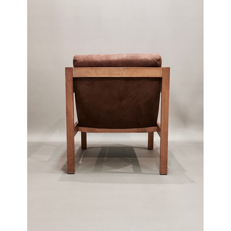 Vintage teak camel scandinavian armchair 1950
