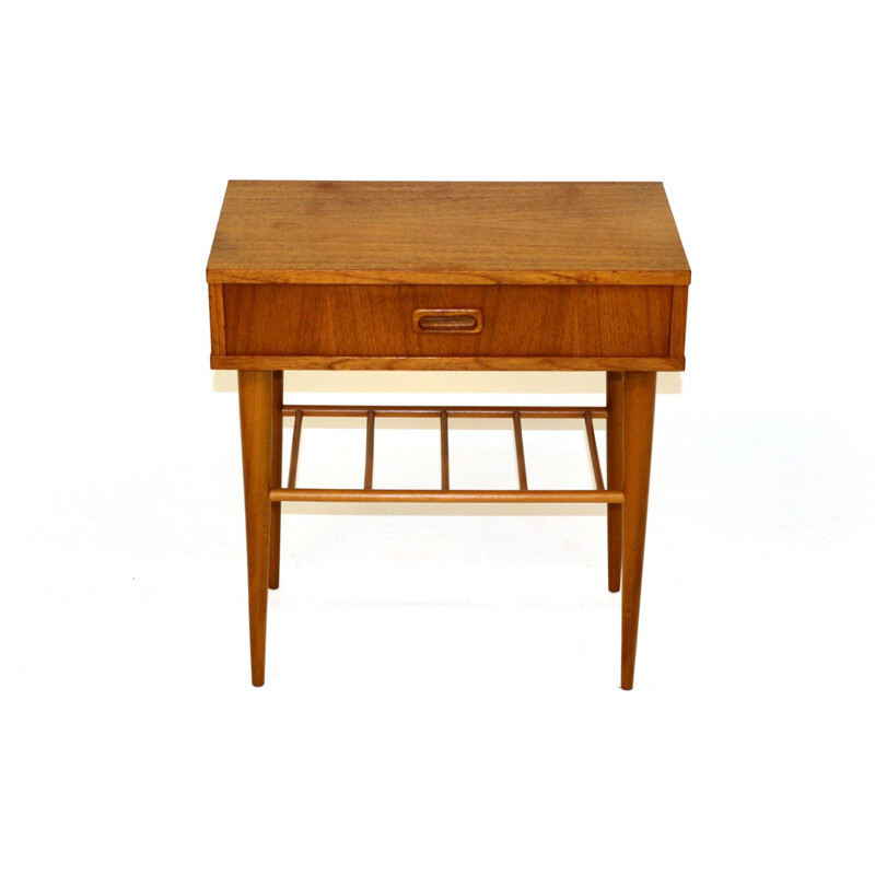 Vintage teak and beech bedside table, Sweden 1960