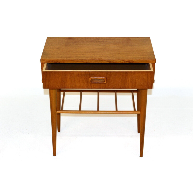 Vintage teak and beech bedside table, Sweden 1960