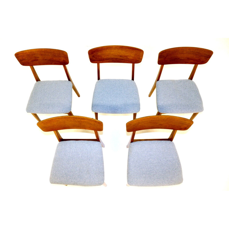 Set of 5 vintage teak and oak dining chairs, Denmark, 1960