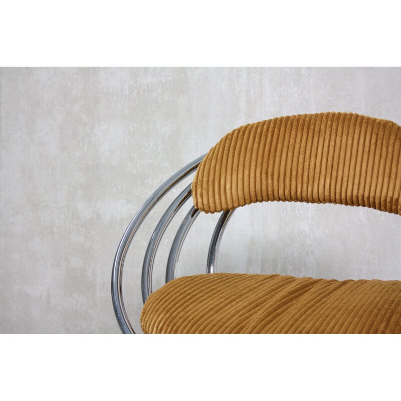Set of 6 vintage Tubular Steel and Velvet Cantilever Dining Chairs, 1970s