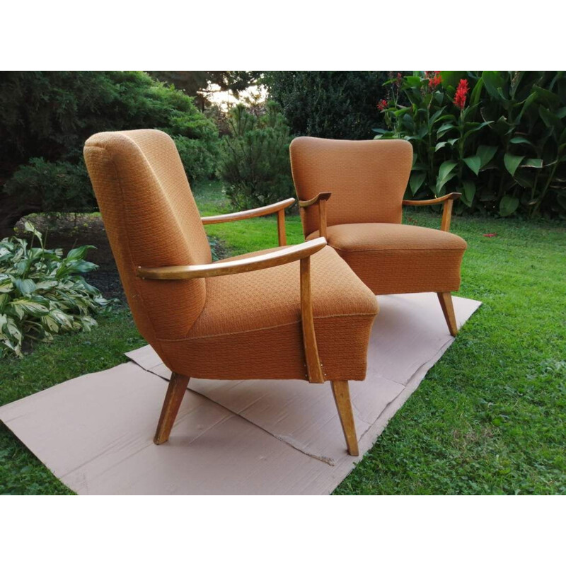 Pair of Vintage armchairs on straight legs, 1960s