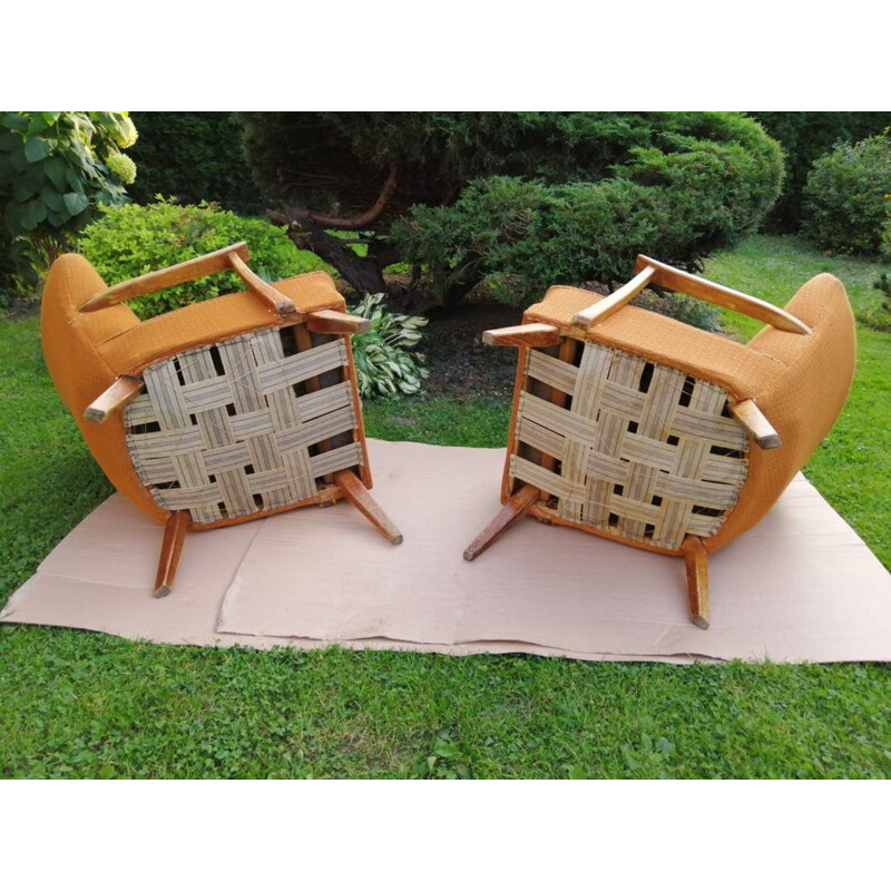 Paire de fauteuils Vintage sur pieds droits 1960