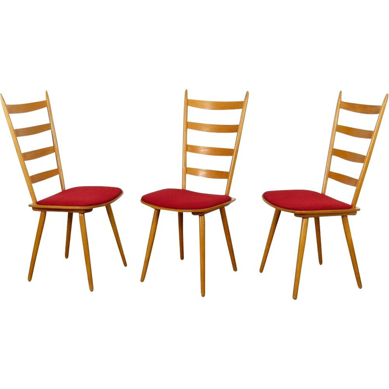 Set of 3 vintage chairs by Hiller, Czechoslovakia 1970