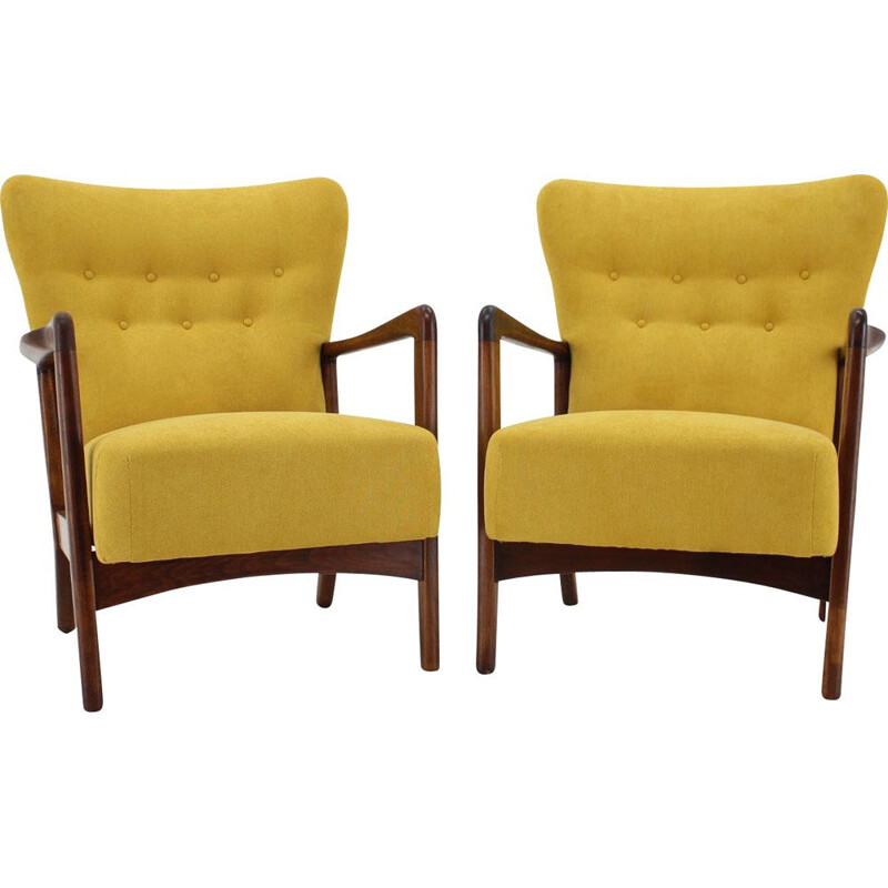 Pair of vintage armchairs Søren Hansen for Fritz Hansen, Denmark 1940 