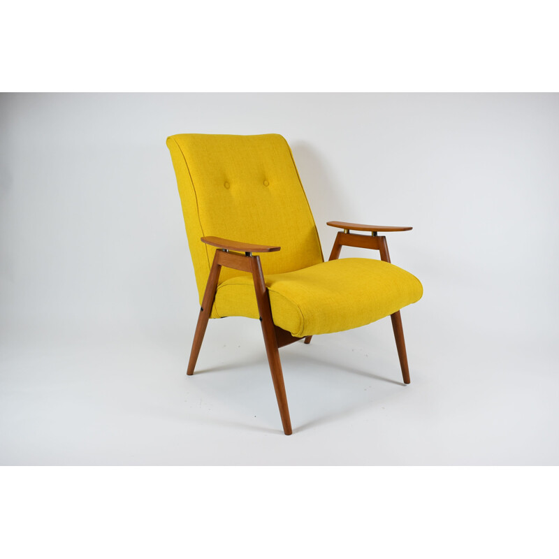 Vintage armchair, fully restored, yellow TON J. Smidek Czechoslovakia 1960s