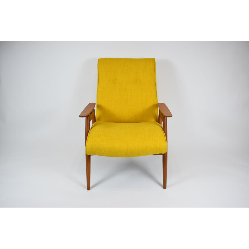 Vintage armchair, fully restored, yellow TON J. Smidek Czechoslovakia 1960s