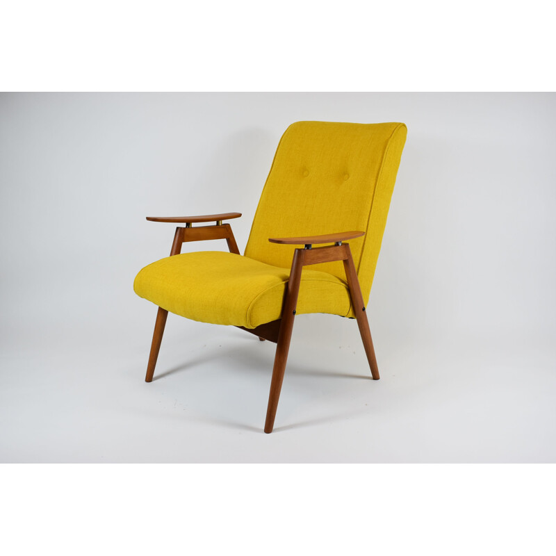 Vintage armchair, fully restored, yellow TON J. Smidek Czechoslovakia 1960s