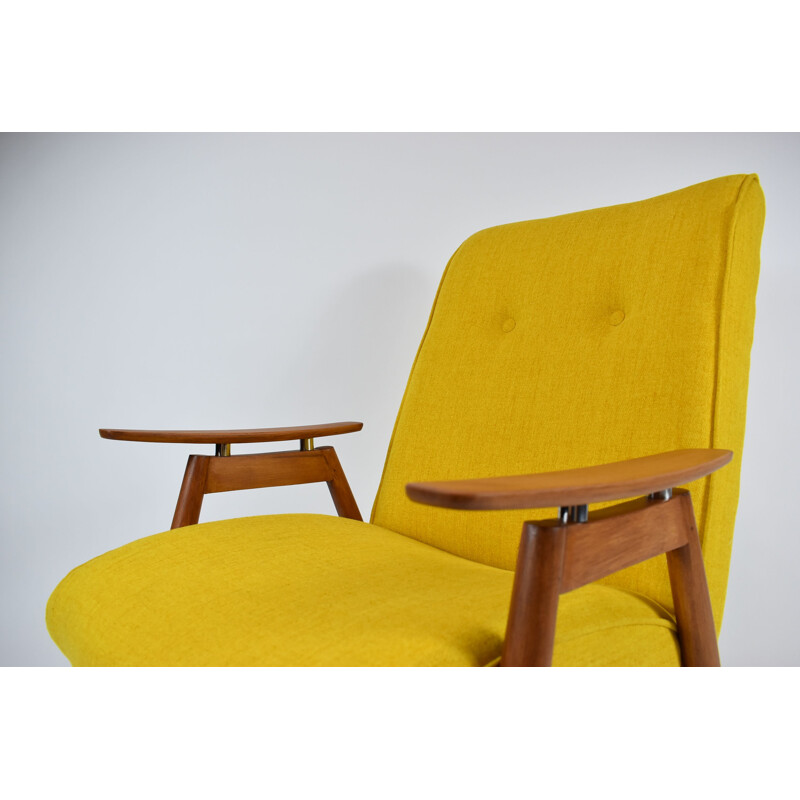 Vintage armchair, fully restored, yellow TON J. Smidek Czechoslovakia 1960s