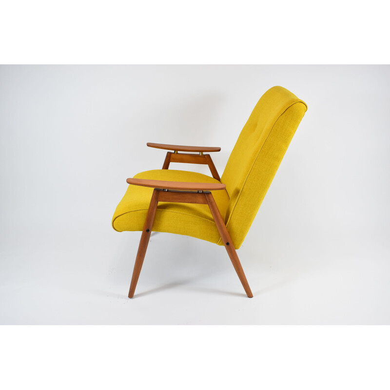 Vintage armchair, fully restored, yellow TON J. Smidek Czechoslovakia 1960s