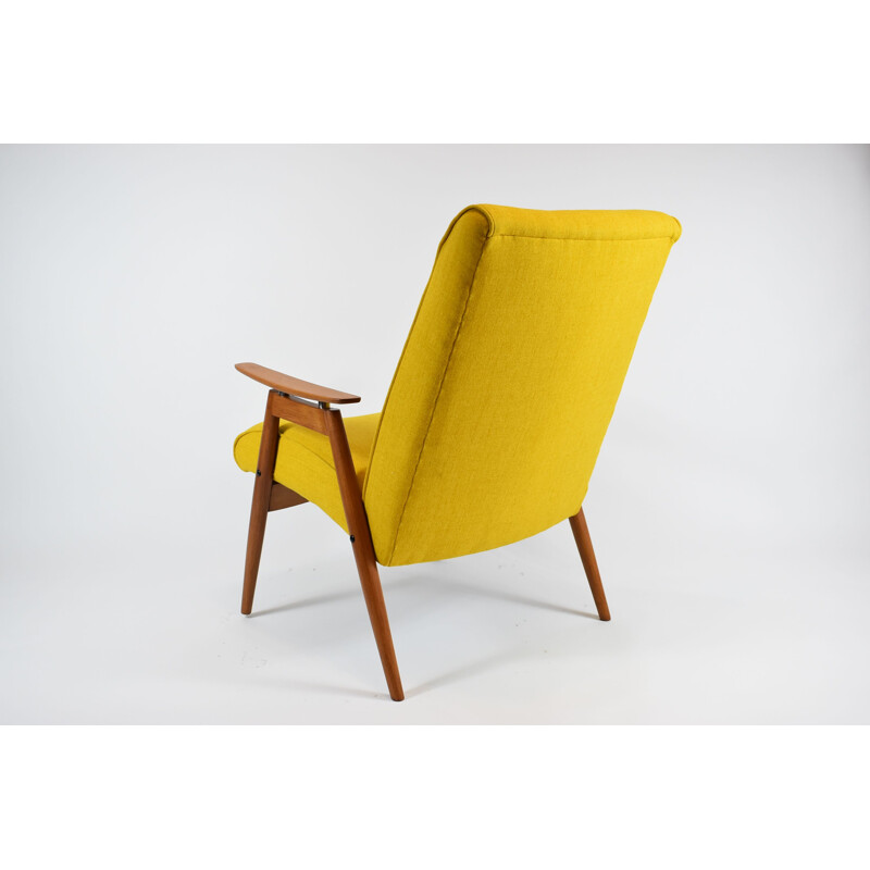 Vintage armchair, fully restored, yellow TON J. Smidek Czechoslovakia 1960s