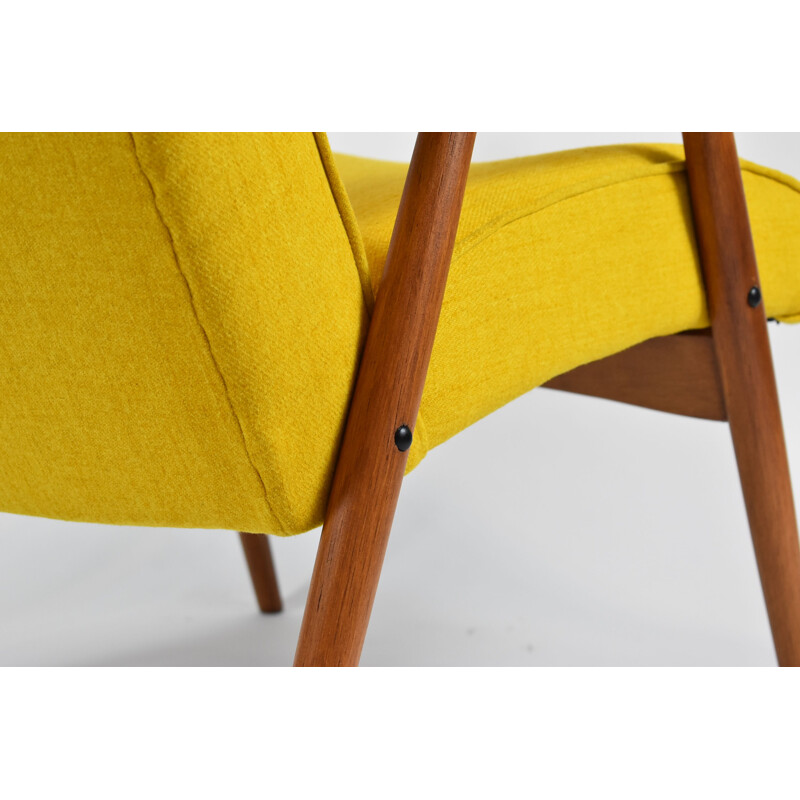 Vintage armchair, fully restored, yellow TON J. Smidek Czechoslovakia 1960s