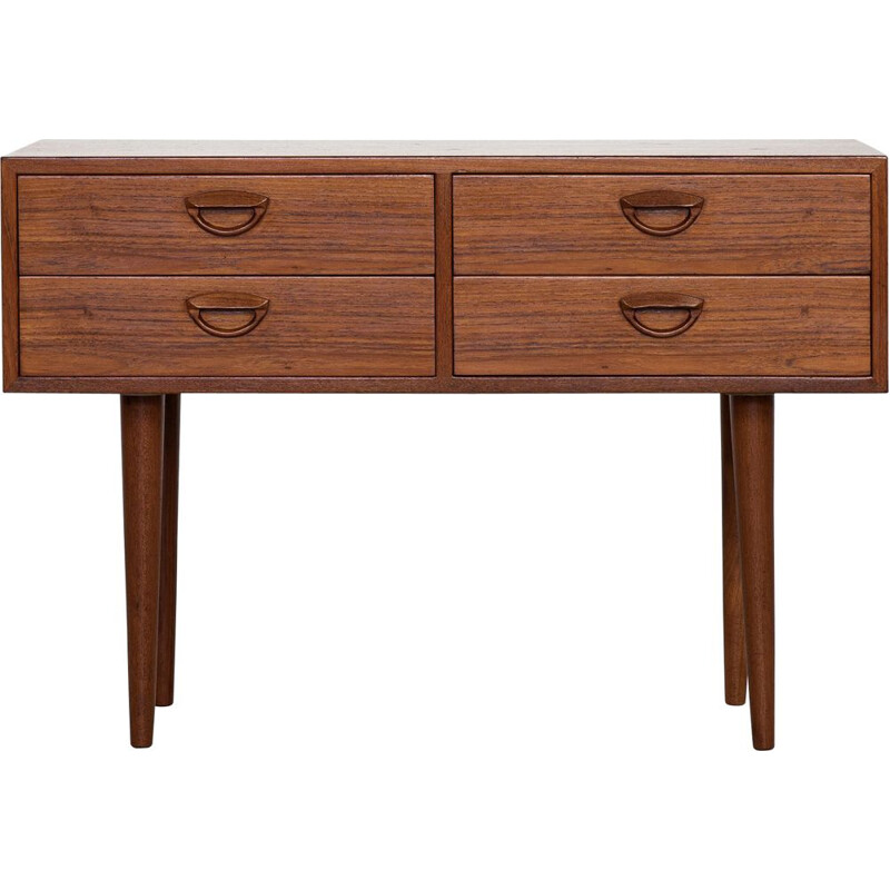 Commode vintage 2x2 tiroirs en teck par Kai Kristiansen pour FM 1961 Danois 1961