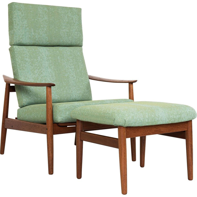 Midcentury lounge chair and ottoman in teak by Arne Vodder for France & Søn 1960s