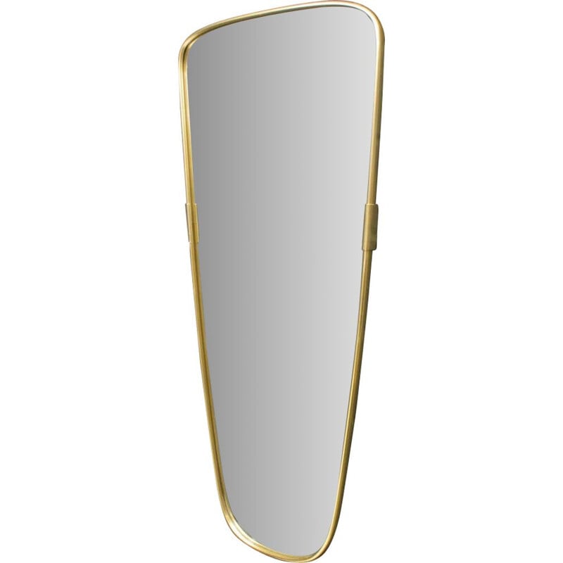 Large Vintage Brass Mirror, Italian 1950s