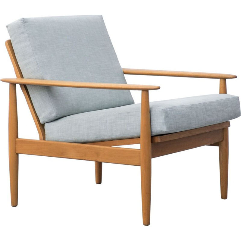 Fauteuil vintage en hêtre scandinave 1960