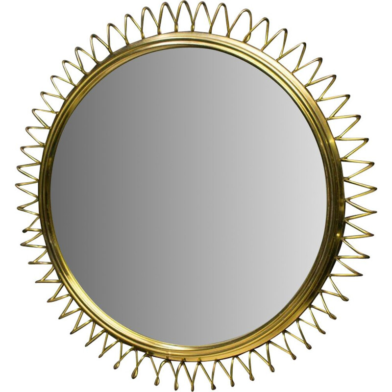 Vintage Brass Spiral Mirror, 1950s