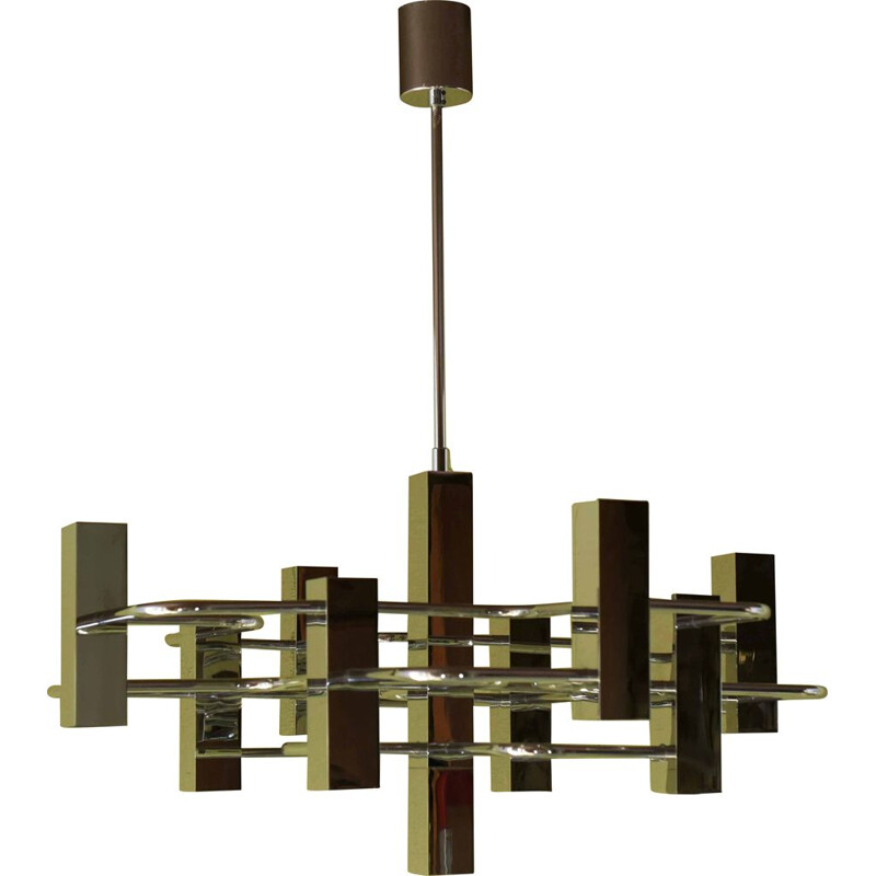 Vintage Sciolari chandelier in chrome plated metal