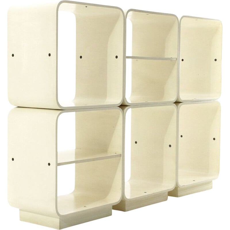 Vintage Fiarm white lacquered modular bookcase, 1960s