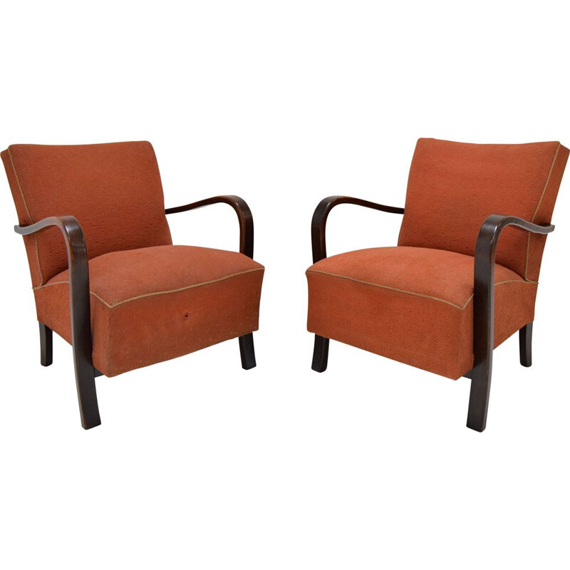 Pair vintage Art deco Armchairs by Halabala,Czechoslovakia 1930s