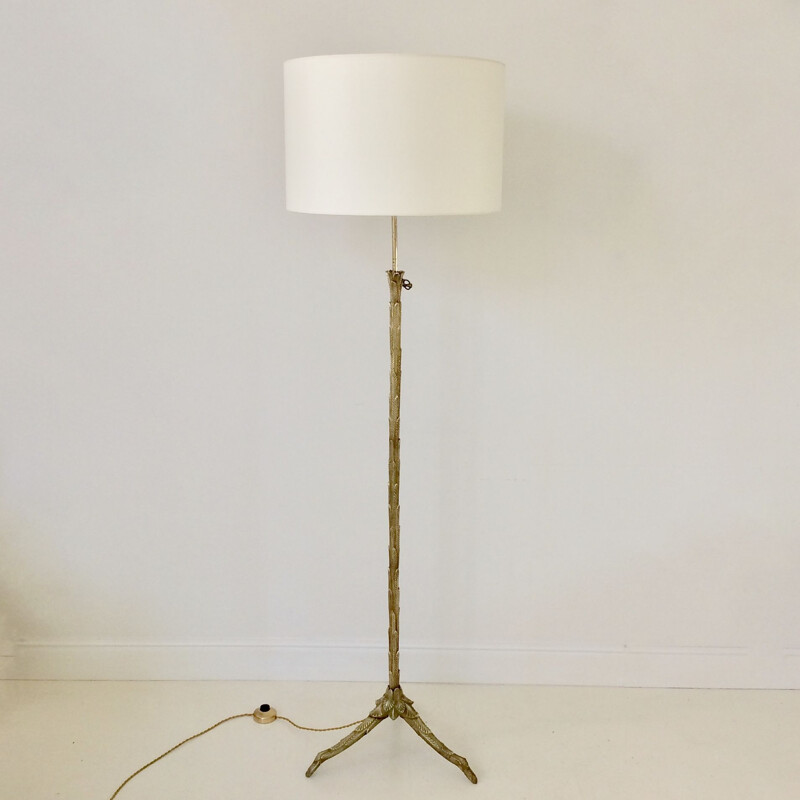 Vintage gilt bronze floor lamp by Maison Charles France 1960