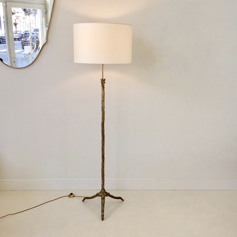 Vintage gilt bronze floor lamp by Maison Charles France 1960