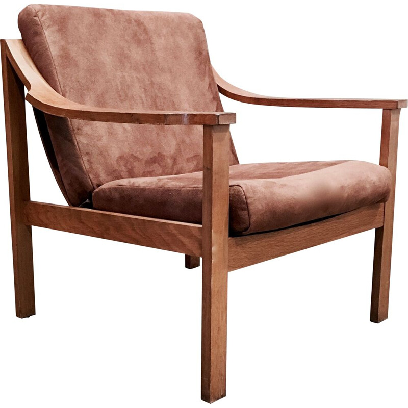 Fauteuil vintage teck camel scandinave 1950