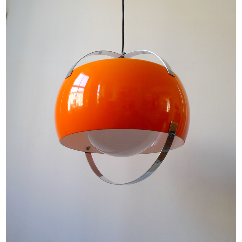 Suspension vintage orange de l'ère spatiale, italien 1960