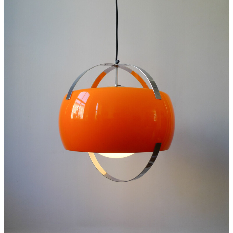 Suspension vintage orange de l'ère spatiale, italien 1960