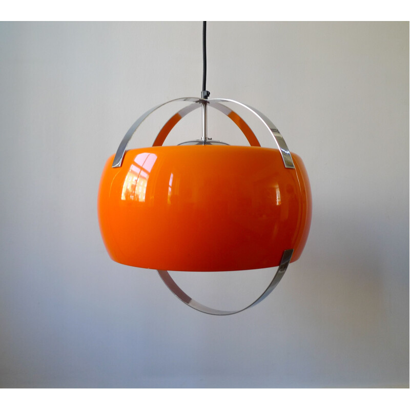 Suspension vintage orange de l'ère spatiale, italien 1960