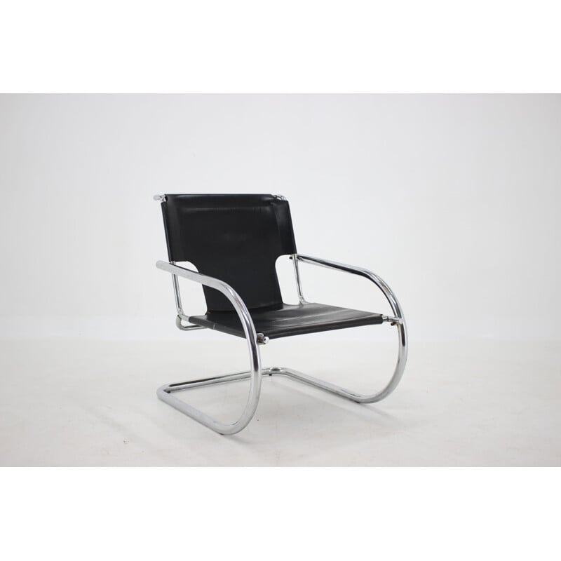 Chaise vintage Arrben en chrome et cuir en porte-à-faux, Italie 1960