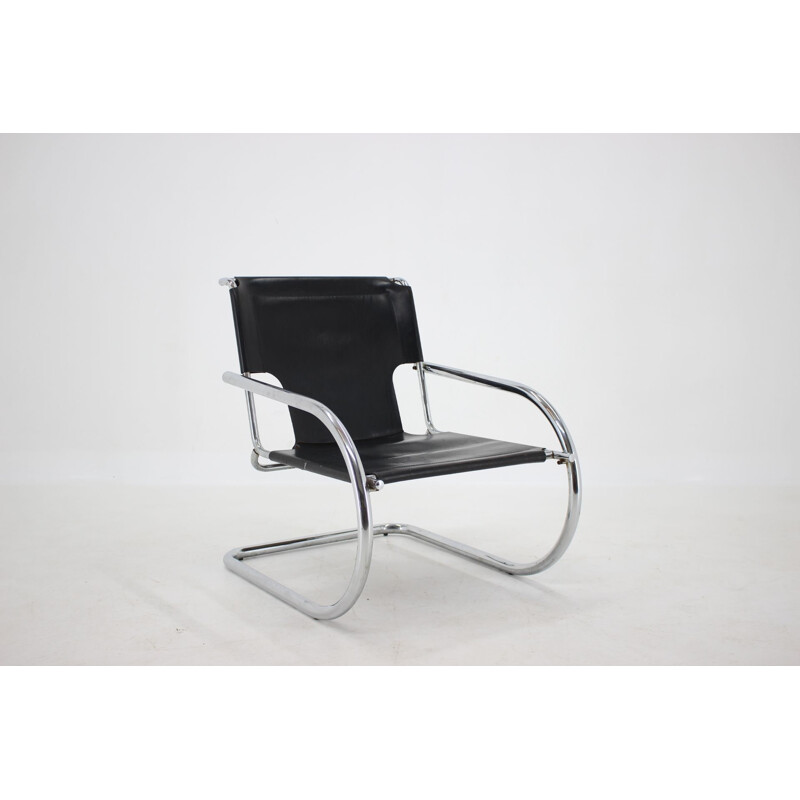 Vintage Arrben Chrome and  Leather Cantilever Chair, Italy 1960s