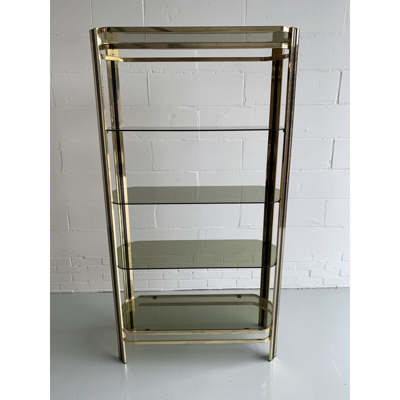 Vintage brass bookcase Hollywood Regency 