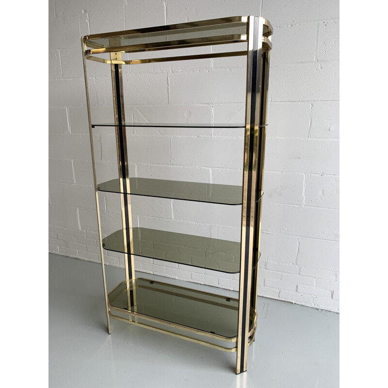 Vintage brass bookcase Hollywood Regency 